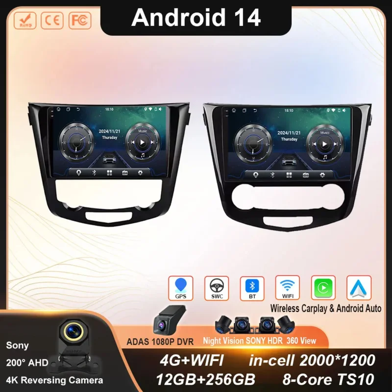 Android 14 Car Radio for Nissan Qashqai 2 J11 X-Trail T32 Rogue 2013-2021 Multimedia Player Carplay Head Unit Dash Cam No 2Din
Android 14 Car Radio for Nissan Qashqai 2 J11 X-Trail T32 Rogue 2013-2021 Multimedia Player Carplay Head Unit Dash Cam No 2Din