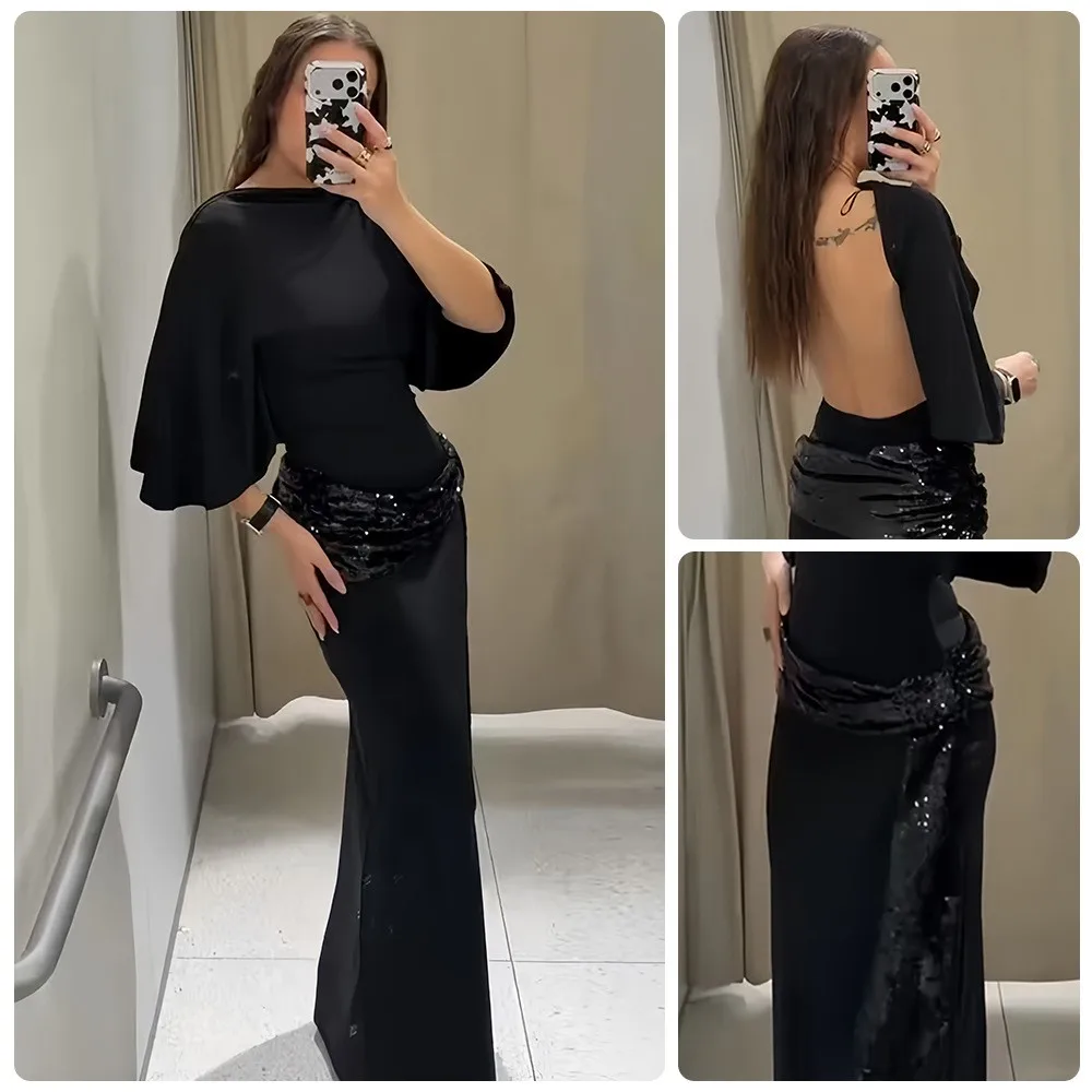 Wedding Guest Dress Elegant Party Prom Long Dresses Black Off Shoulder A Line Maxi Dress Sequin Wrap Waist Evening Dress
Wedding Guest Dress Elegant Party Prom Long Dresses Black Off Shoulder A Line Maxi Dress Sequin Wrap Waist Evening Dress
