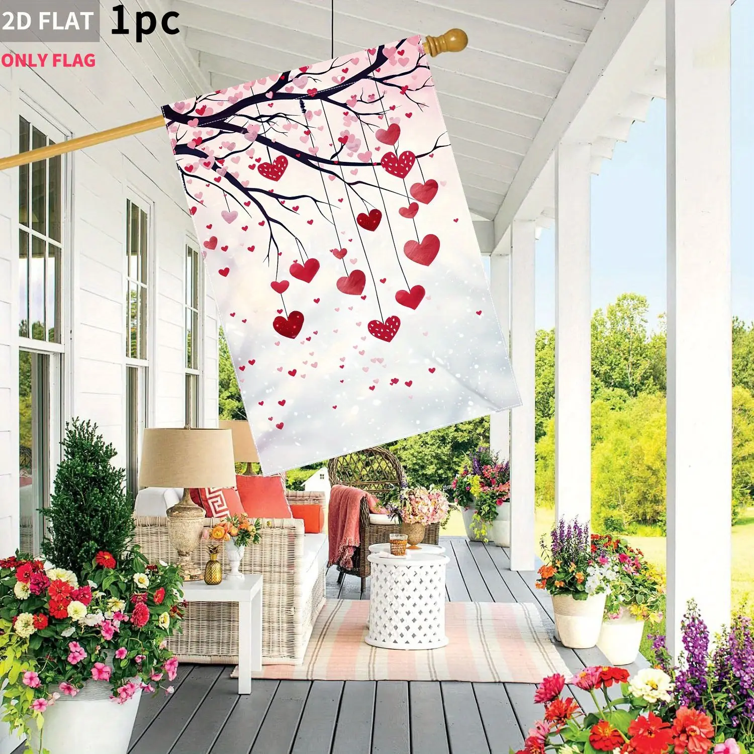 2D FLAT 1pc Double-Sided garden flag Cherry Blossom Hearts Falling Pattern 28x40 Inch Polyester fabric, Perfect for Patio, Garde
2D FLAT 1pc Double-Sided garden flag Cherry Blossom Hearts Falling Pattern 28x40 Inch Polyester fabric, Perfect for Patio, Garde