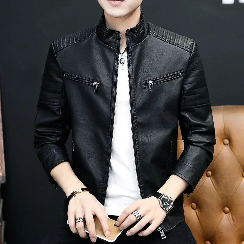 Slim Fit Trend Handsome Youth Men's New Korean Version Leather Coat Spring PU Leather Jacket Autumn Stand Collar Casual Jacket
Slim Fit Trend Handsome Youth Men's New Korean Version Leather Coat Spring PU Leather Jacket Autumn Stand Collar Casual Jacket