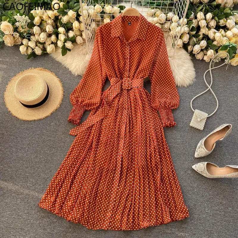 2023 Caofeimao Autumn Women Vintage Maxi Party Dress Long Sleeve Orange Polka Dot Pleated Evening Black Vestidos Summer Dress
2023 Caofeimao Autumn Women Vintage Maxi Party Dress Long Sleeve Orange Polka Dot Pleated Evening Black Vestidos Summer Dress