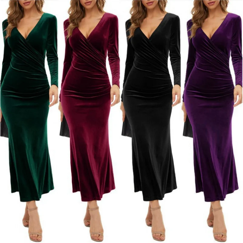 2025 Popular Autumn and Winter Women's Clothing Velvet Pleated Skirt Elegant Fishtail Slim Evening Dress
2025 Popular Autumn and Winter Women's Clothing Velvet Pleated Skirt Elegant Fishtail Slim Evening Dress