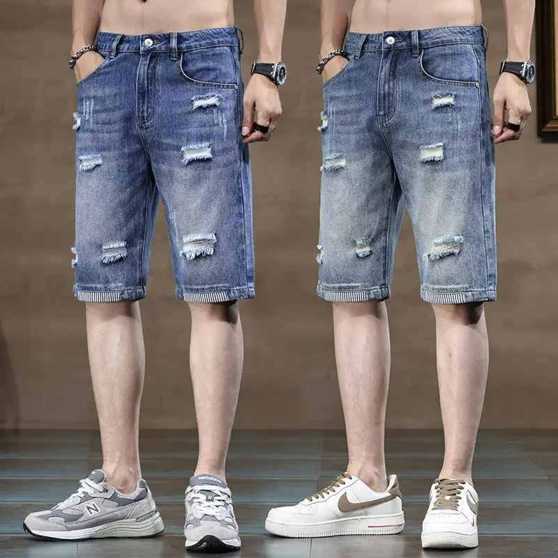 New Men's Thin Patched Ripped Denim Shorts Male Retro Distressed Knee-Length Jeans Casual Streetwear Summer Daily & Party Wear
New Men's Thin Patched Ripped Denim Shorts Male Retro Distressed Knee-Length Jeans Casual Streetwear Summer Daily & Party Wear