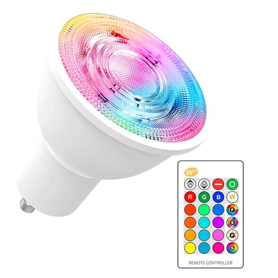 Светодиодная лампочка GU10 RGB с дистанционным управлением светодиодной лампой AC110V 220V Освещение интерьера, декоративный прожектор.
Светодиодная лампочка GU10 RGB с дистанционным управлением светодиодной лампой AC110V 220V Освещение интерьера, декоративный прожектор.