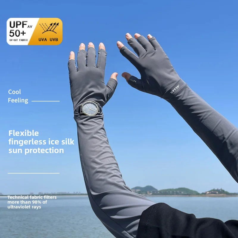 Men's Summer Sun Protection Gloves Ice Silk, for Driving and Cycling UV Protection Fingerless Ice Sleeves Men's Long Arm Sleeves
Men's Summer Sun Protection Gloves Ice Silk, for Driving and Cycling UV Protection Fingerless Ice Sleeves Men's Long Arm Sleeves