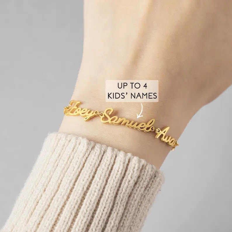 Custom Names Bracelet Mom Gift From Kids Multiple Names Bracelets 18K Gold Plated Jewelry Pulsera Acero Inoxidable
Custom Names Bracelet Mom Gift From Kids Multiple Names Bracelets 18K Gold Plated Jewelry Pulsera Acero Inoxidable