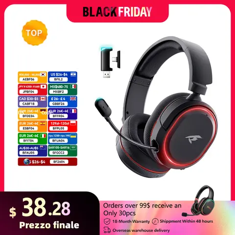 Picun G2 2.4G Wireless Gaming Headset Bluetooth Headphones 5ms Low Latency 7.1 Surround ENC Mic For PC PS4 PS5 Phone Switch