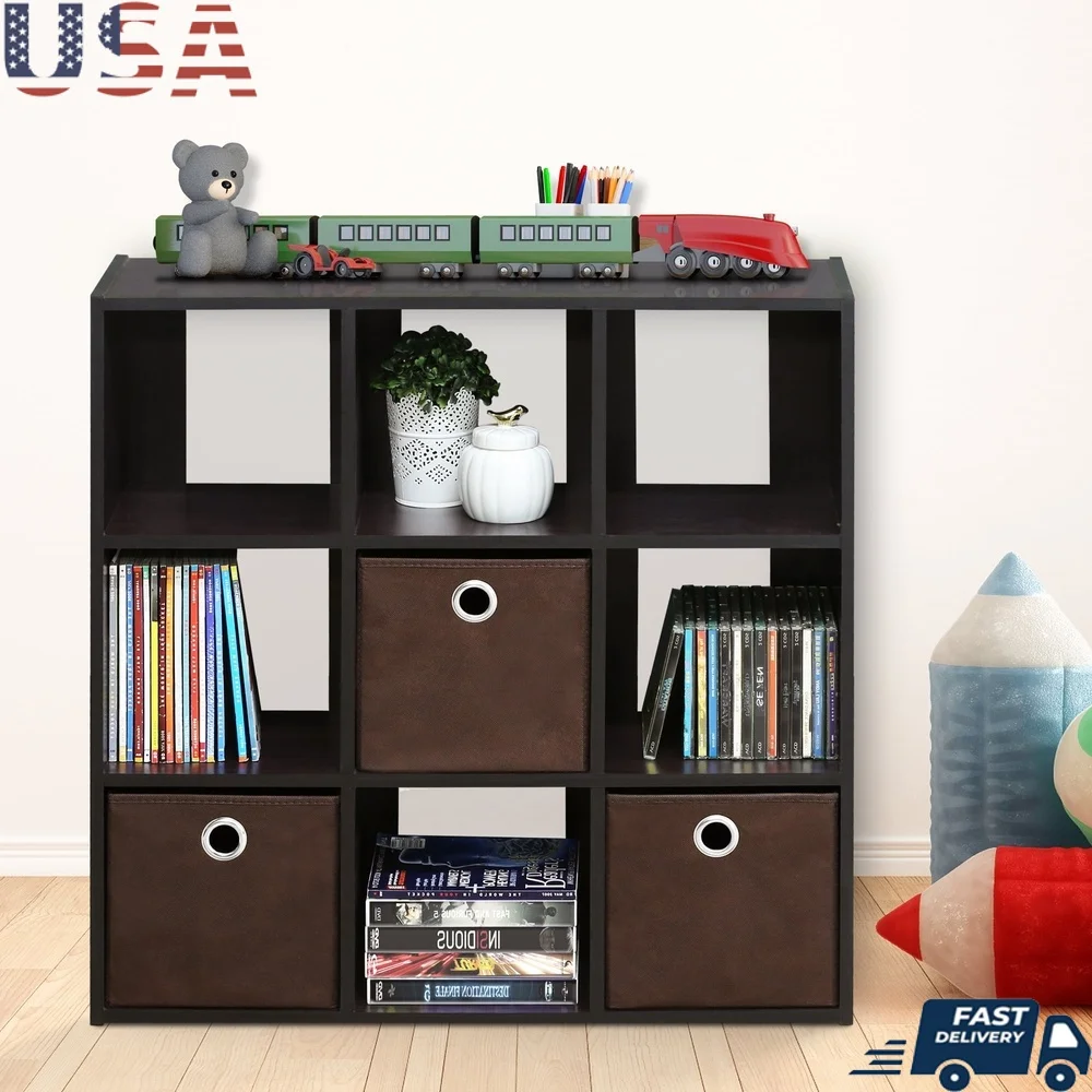 9-Cube Organizer with Non-Woven Bins Engineered Wood Storage Unit Home Office Crafts Toys Easy Assembly Dark Walnut Finish
9-Cube Organizer with Non-Woven Bins Engineered Wood Storage Unit Home Office Crafts Toys Easy Assembly Dark Walnut Finish