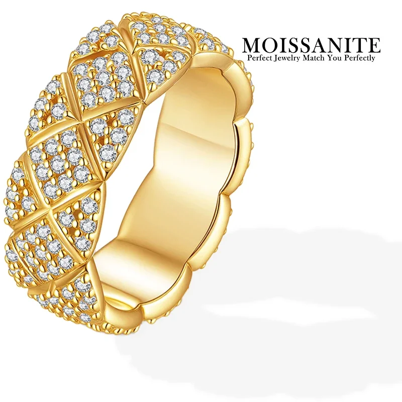 1.53CTW Moissanite Ring Gold Color 925 Sterling Silver Full Pave Grid Design Fashion Jewelry for Women Gift Anniversary Ring
1.53CTW Moissanite Ring Gold Color 925 Sterling Silver Full Pave Grid Design Fashion Jewelry for Women Gift Anniversary Ring