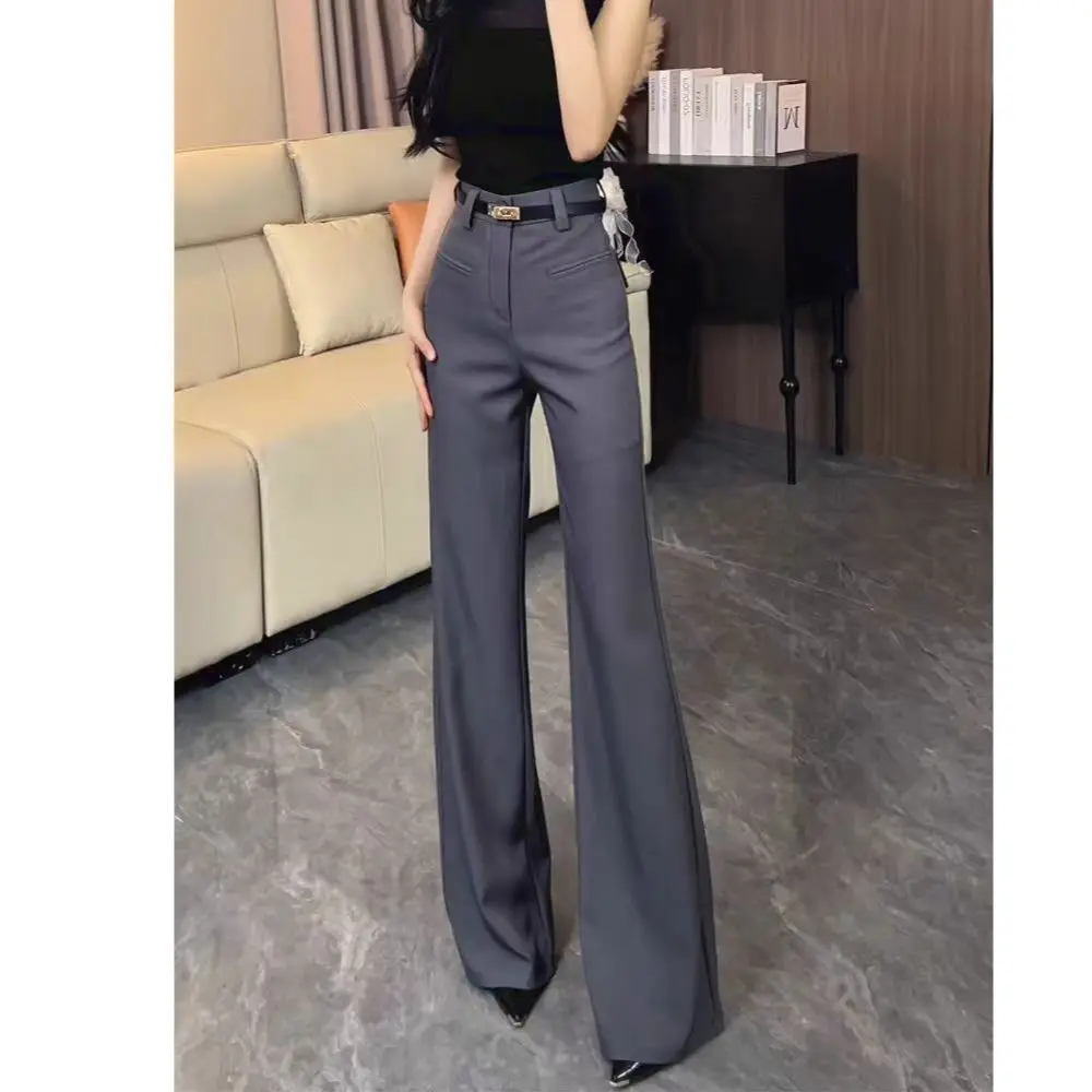 Black Temperament Straight Suit Pants Women's Spring Summer New High-end Thin Flared Pants Korean Solid Office Lady Trousers
Black Temperament Straight Suit Pants Women's Spring Summer New High-end Thin Flared Pants Korean Solid Office Lady Trousers