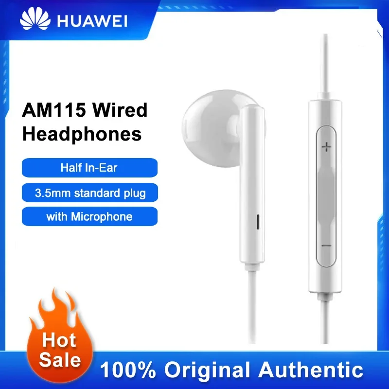 Huawei AM115 Wired Headphones 3.5mm Half In-Ear Headset Sound Heavy Subwoofer Driver Stereo Sports Earphones With Microphone
Huawei AM115 Wired Headphones 3.5mm Half In-Ear Headset Sound Heavy Subwoofer Driver Stereo Sports Earphones With Microphone