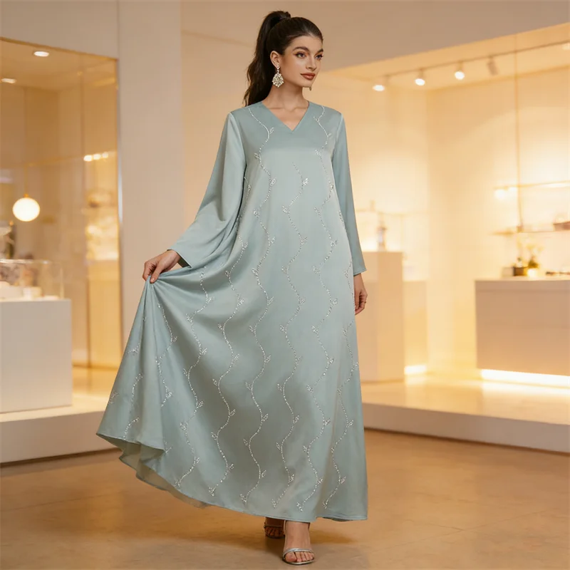 Ramadan Muslim Women Dress Satin Abaya Diamonds Luxury Dubai Kaftan Femme Marocain Caftan Islam Jalabiya Eid Djellaba Robe Gown
Ramadan Muslim Women Dress Satin Abaya Diamonds Luxury Dubai Kaftan Femme Marocain Caftan Islam Jalabiya Eid Djellaba Robe Gown