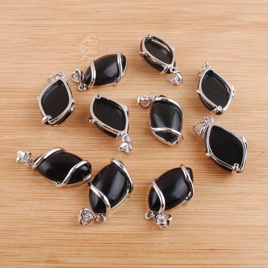 10Pcs Black Natural Obsidian Stone Pendants Horse's eye Shape Charms Reiki Healing Chakra Fashion Jewelry Good Quality AN4614
10Pcs Black Natural Obsidian Stone Pendants Horse's eye Shape Charms Reiki Healing Chakra Fashion Jewelry Good Quality AN4614