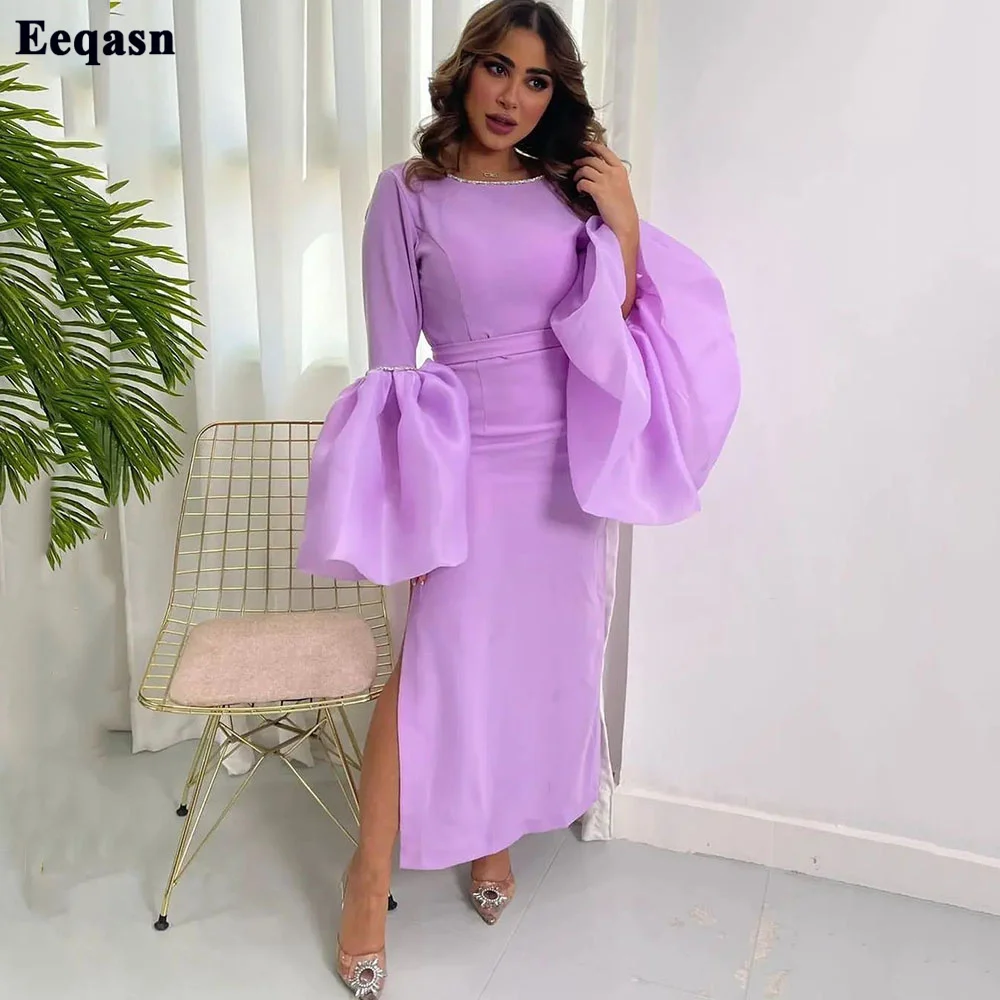 Eeqasn Light Purple Saudi Arabia Evening Dress Long Sleeves Organza Prom Dresses Dubai Formal Gowns Tea Length Midi Party Gown
Eeqasn Light Purple Saudi Arabia Evening Dress Long Sleeves Organza Prom Dresses Dubai Formal Gowns Tea Length Midi Party Gown