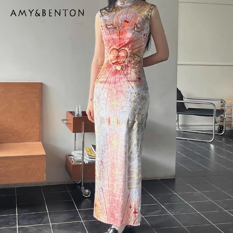 Chinese Traditional Women's Clothing Original Retro Painted Velvet Printed Spring Summer Slim Thin Temperament Cheongsam Ladies
Chinese Traditional Women's Clothing Original Retro Painted Velvet Printed Spring Summer Slim Thin Temperament Cheongsam Ladies