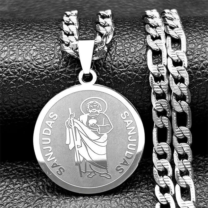 San Judas Tadeo Medal Pendant Necklace Religion Stainless Steel Hip Hop Chain Saint Jude Thaddeus Necklaces Jewelry Party Gift
San Judas Tadeo Medal Pendant Necklace Religion Stainless Steel Hip Hop Chain Saint Jude Thaddeus Necklaces Jewelry Party Gift