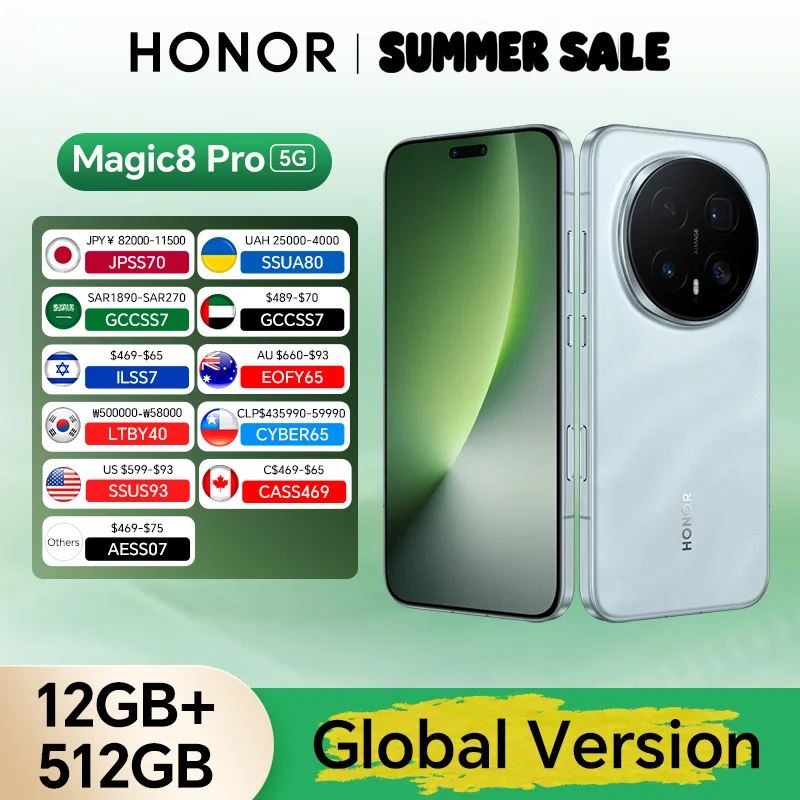 Global Version HONOR Magic8 Pro 5G 12GB+512GB 6.71'' 120Hz OLED Display 200MP Cameras 7100mAh 100W SuperCharge
Global Version HONOR Magic8 Pro 5G 12GB+512GB 6.71'' 120Hz OLED Display 200MP Cameras 7100mAh 100W SuperCharge