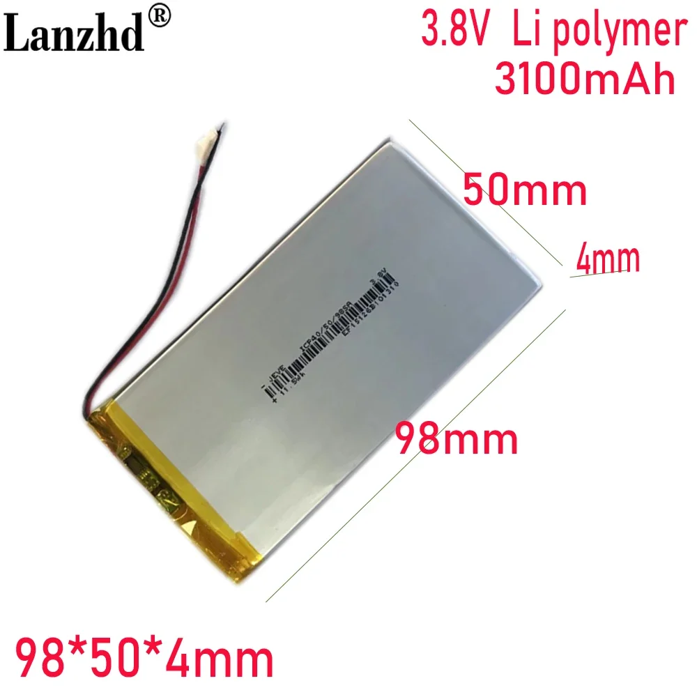 405098 polymer lithium battery 3100MAH 3.8V For mobile phone built-in electric LED lighting
405098 polymer lithium battery 3100MAH 3.8V For mobile phone built-in electric LED lighting