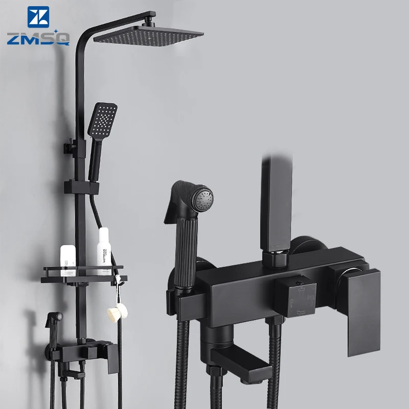 Bathroom ShowerBrass Faucets Bathroom Shower Mixer Crane Bidet Faucet Rainfall Shower Set Shower Spray With Shelf Black
Bathroom ShowerBrass Faucets Bathroom Shower Mixer Crane Bidet Faucet Rainfall Shower Set Shower Spray With Shelf Black