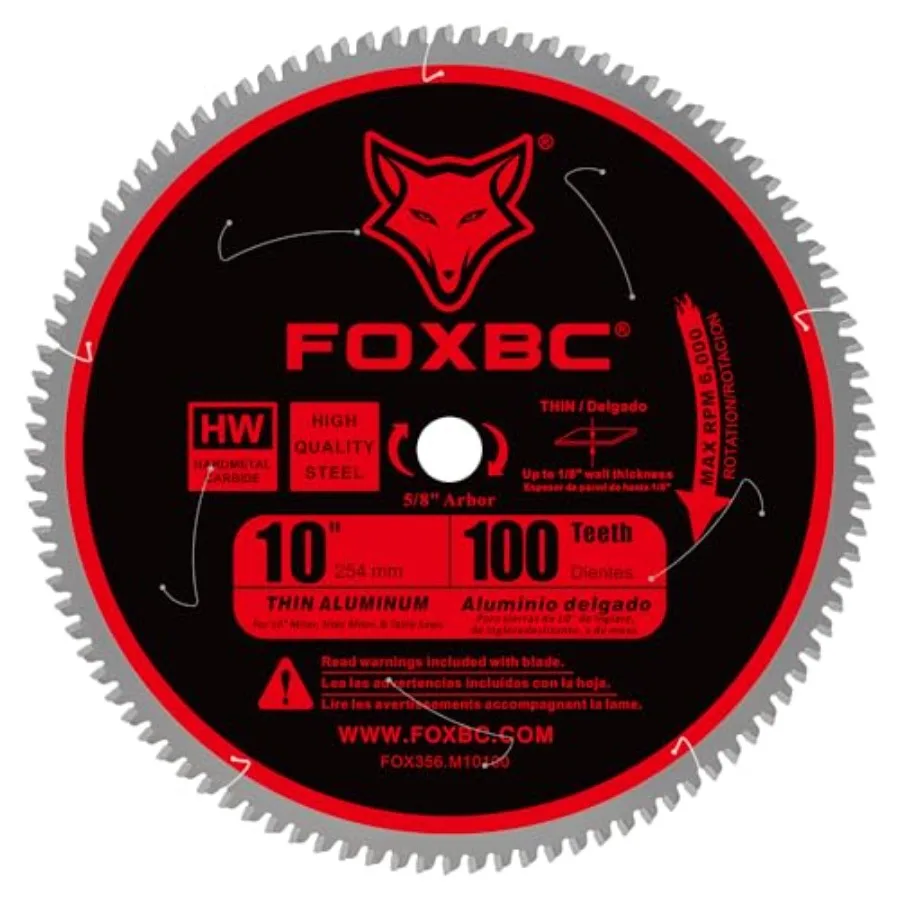 10-Inch Saw Blade 100-Tooth TCG for Aluminum and Non-Ferrous Metal Cutting with 5/8-Inch Arbor
10-Inch Saw Blade 100-Tooth TCG for Aluminum and Non-Ferrous Metal Cutting with 5/8-Inch Arbor
