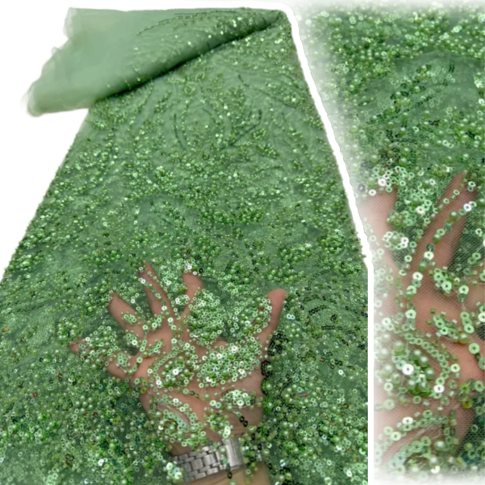 Luxury African Groom Beaded Lace Fabric 2026 High Quality Nigerian French Sequins Tulle Lace For Women Evening Dress Sewing 2573
Luxury African Groom Beaded Lace Fabric 2026 High Quality Nigerian French Sequins Tulle Lace For Women Evening Dress Sewing 2573
