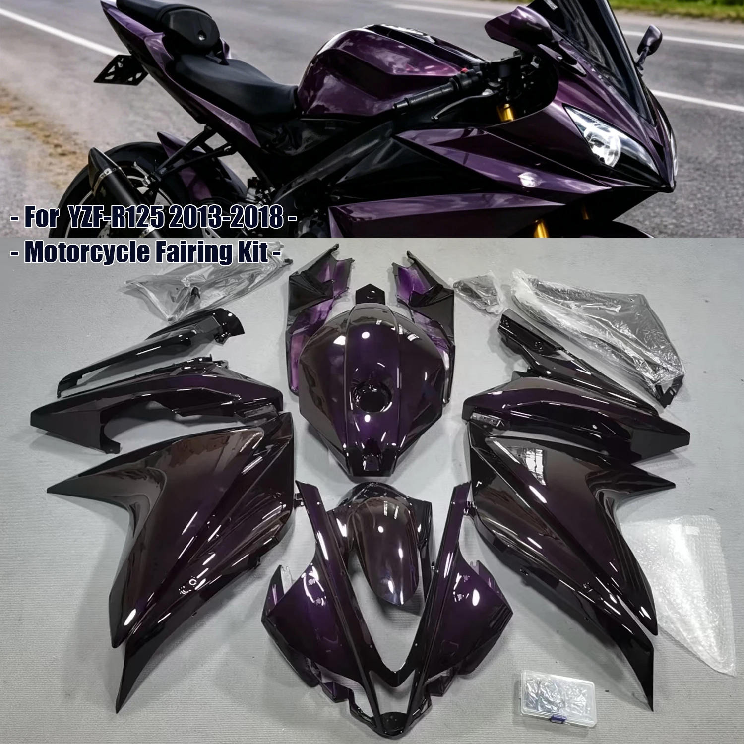 Midnight Purple Motorcycle Plastics Fairing Kit Injection Mold Bodywork Panel Kit Fit for Yamaha Yzf R125 Yzf-R125 2013-2018 14
Midnight Purple Motorcycle Plastics Fairing Kit Injection Mold Bodywork Panel Kit Fit for Yamaha Yzf R125 Yzf-R125 2013-2018 14