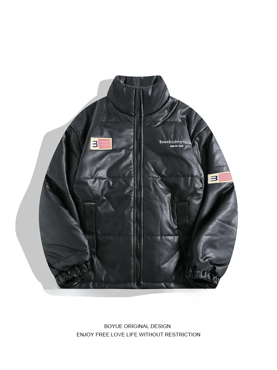 Boyue American Trendy Brand Thiened PU Leather Cotton Jaet Stand Collar Warm Casual Bread Sle Coat for Men And Women
Boyue American Trendy Brand Thiened PU Leather Cotton Jaet Stand Collar Warm Casual Bread Sle Coat for Men And Women