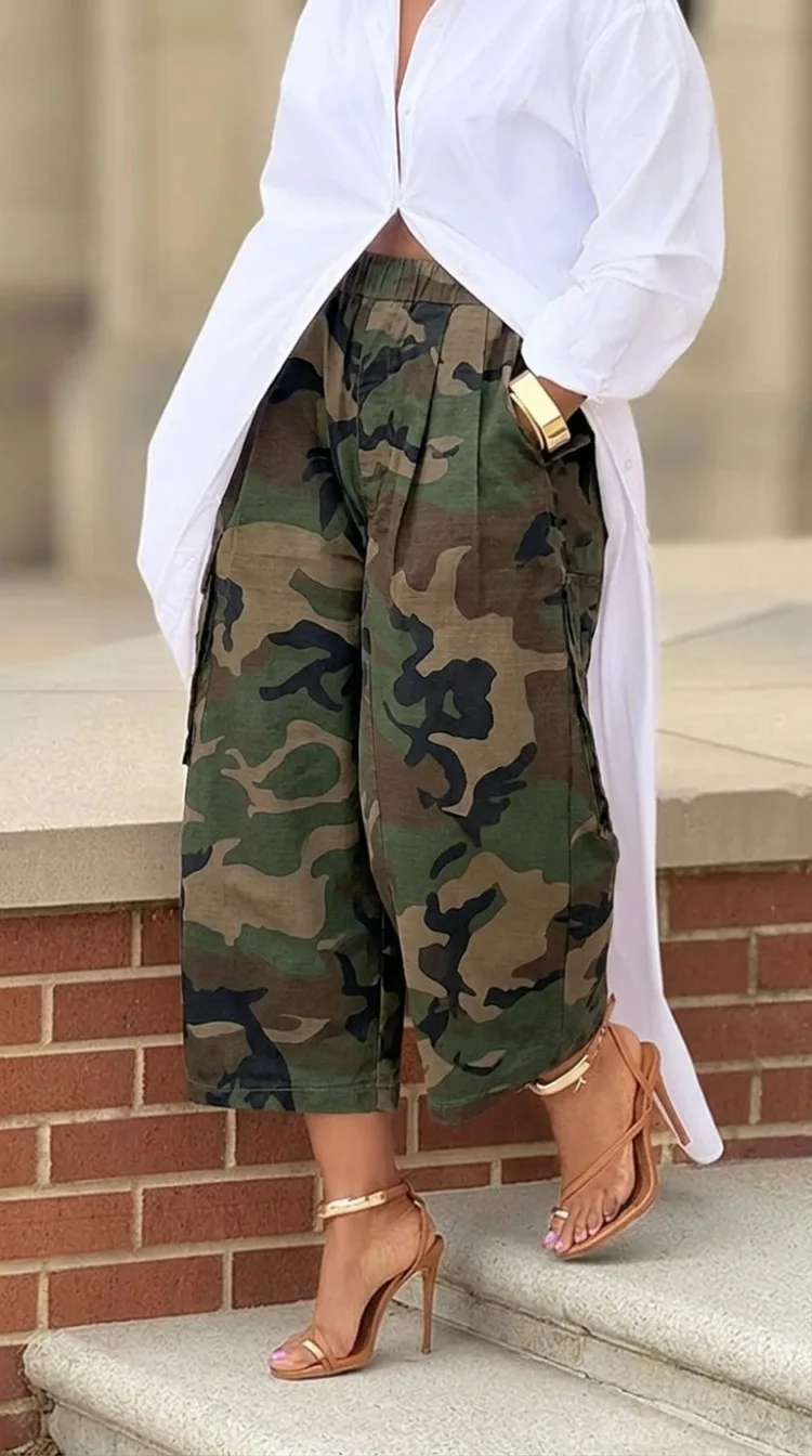 UOOZEE Women's Camouflage Streetwear Cargo Capri Pants 2026 New High Waist Wide Leg Pockets Baggy Cropped Trousers Bottoms
UOOZEE Women's Camouflage Streetwear Cargo Capri Pants 2026 New High Waist Wide Leg Pockets Baggy Cropped Trousers Bottoms