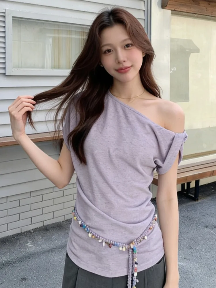 Korean Style Short Sleeve Slim Fit T-Shirt Women's Summer Casual Versatile Lazy Fashion Top Open Slit City Walk Polyester Fiber
Korean Style Short Sleeve Slim Fit T-Shirt Women's Summer Casual Versatile Lazy Fashion Top Open Slit City Walk Polyester Fiber