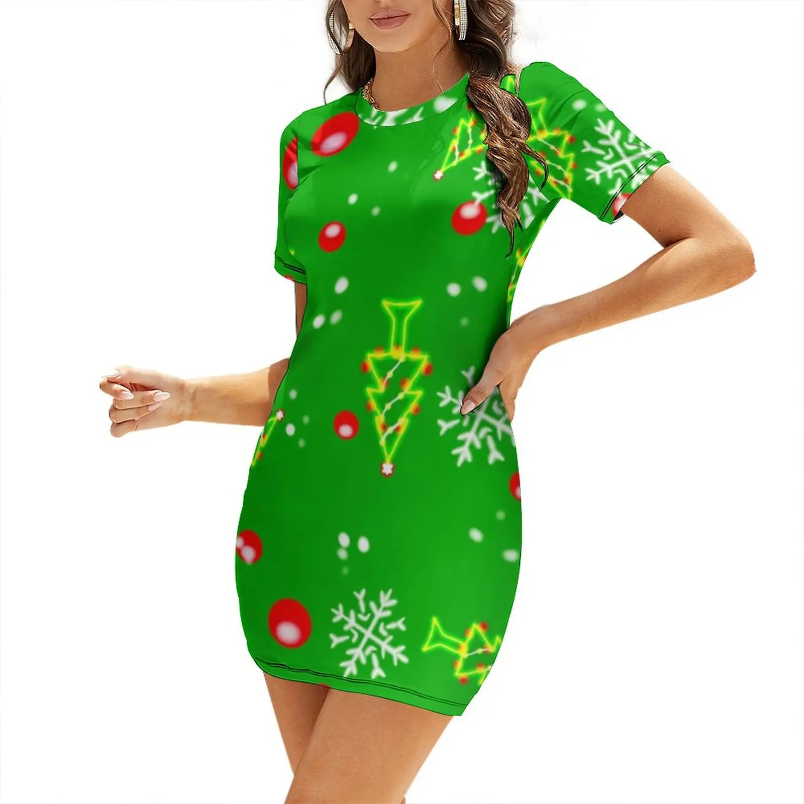 Christmas green theme 1 Short Sleeved Dress ladies dresses for special occasion Female clothing
Christmas green theme 1 Short Sleeved Dress ladies dresses for special occasion Female clothing