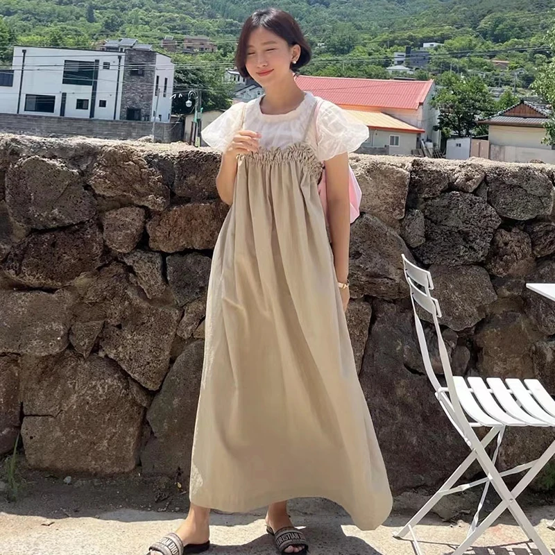 Chic Summer ort Sve irt Pleated Feel Loose Casual Strap Dr Set Women's Faion Ensemble Cotton Blend Lightweight
Chic Summer ort Sve irt Pleated Feel Loose Casual Strap Dr Set Women's Faion Ensemble Cotton Blend Lightweight