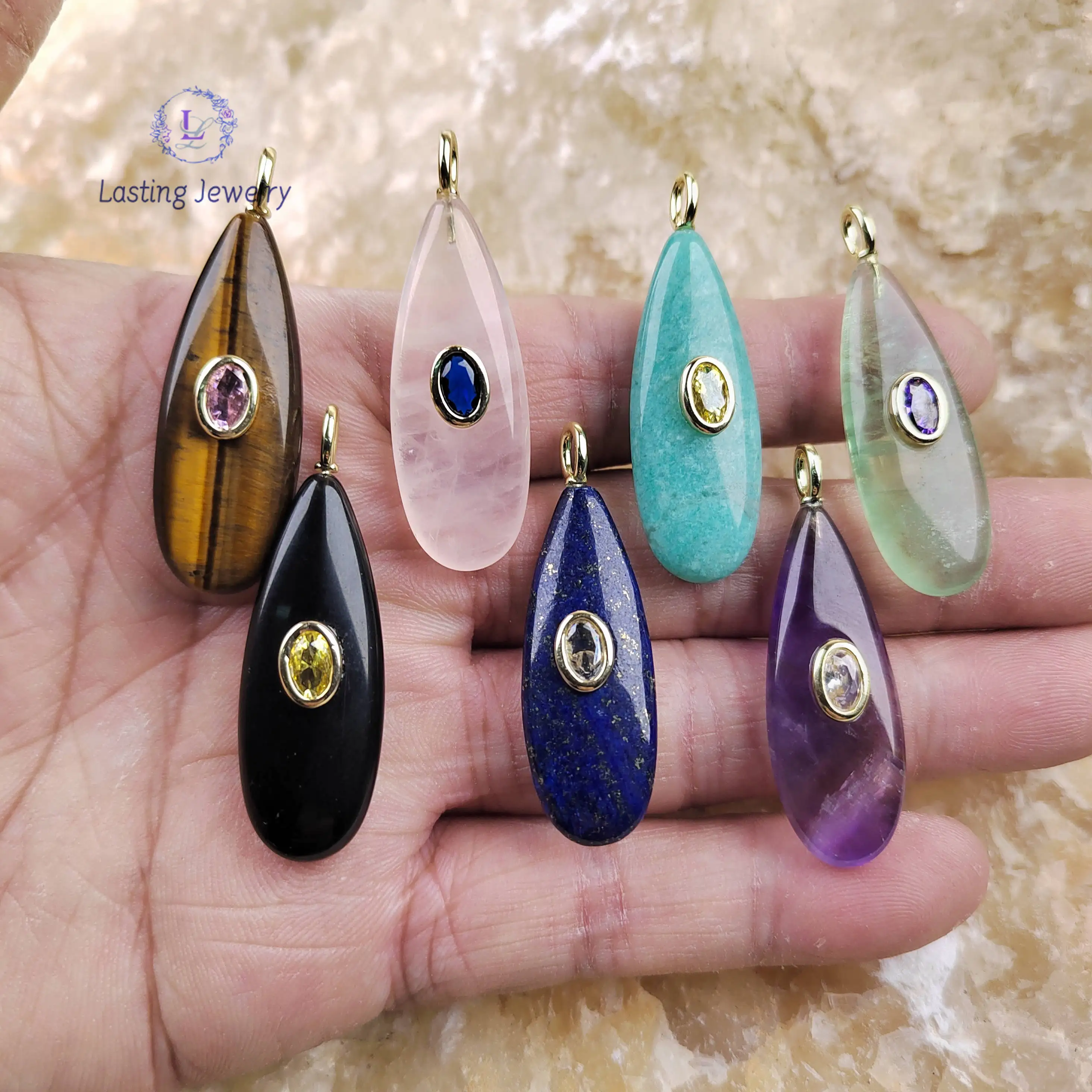 13x34mm Gemstone Teardrop Pendants With Inlaid Colored Zircon Beads Drop Charms Amazonite Fluorite For Necklace Jewelry Making
13x34mm Gemstone Teardrop Pendants With Inlaid Colored Zircon Beads Drop Charms Amazonite Fluorite For Necklace Jewelry Making