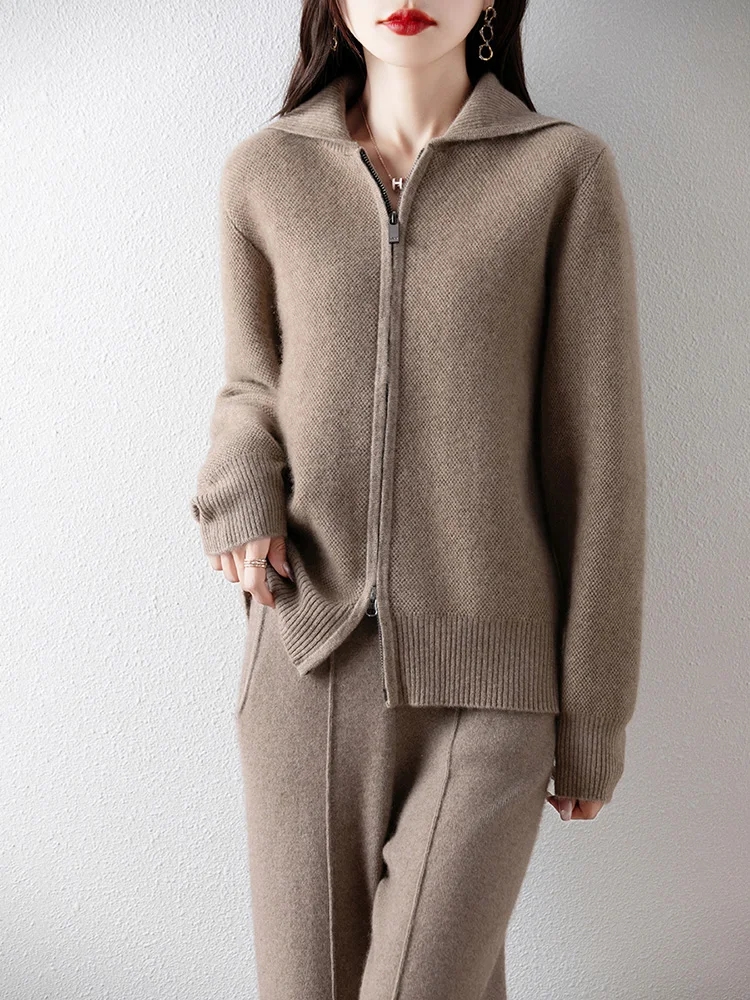 New Fashion Autumn Winter Women Sweater 100% Merino Wool Office Lady Knitted Cardigan Long Sleeve Cashmere Outerwear Soft Jacket
New Fashion Autumn Winter Women Sweater 100% Merino Wool Office Lady Knitted Cardigan Long Sleeve Cashmere Outerwear Soft Jacket