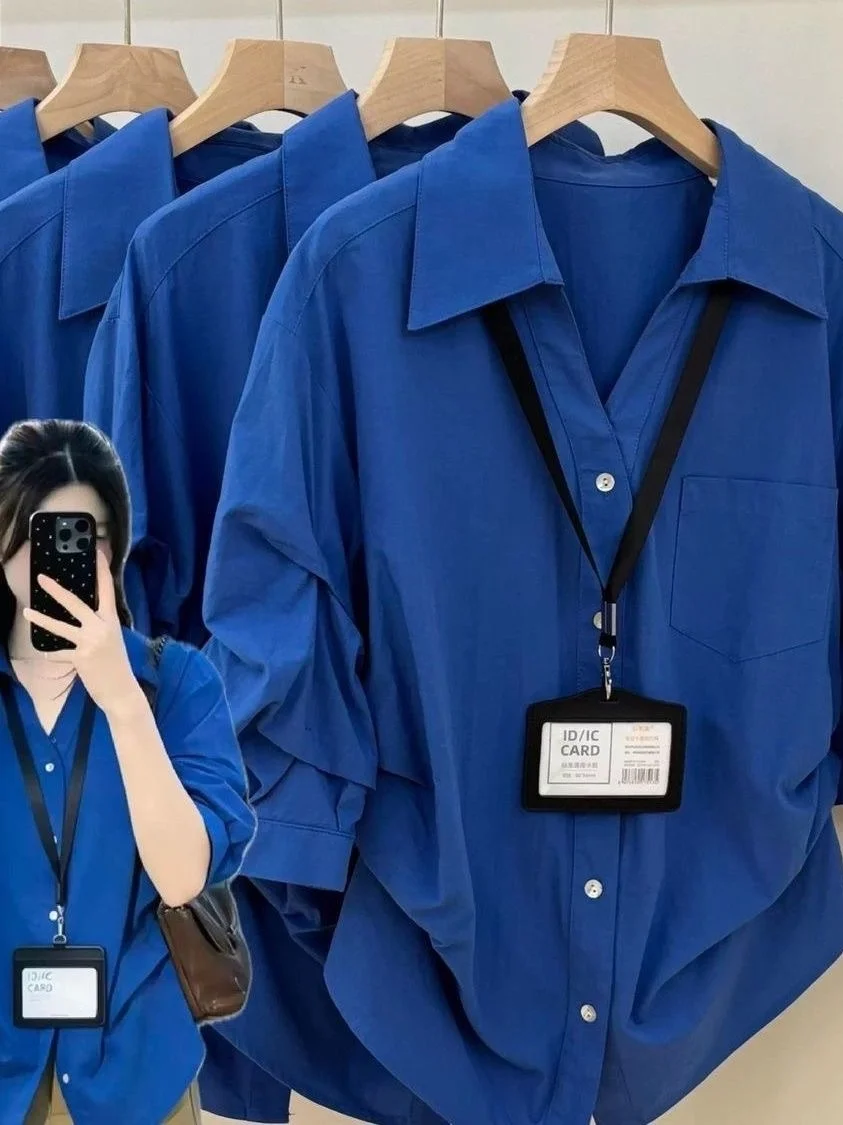 Elegant Blue Neck Shirt Women's Spring Summer Slim Fit Design Sense Top Comfortable Breathable Polyester Blend
Elegant Blue Neck Shirt Women's Spring Summer Slim Fit Design Sense Top Comfortable Breathable Polyester Blend