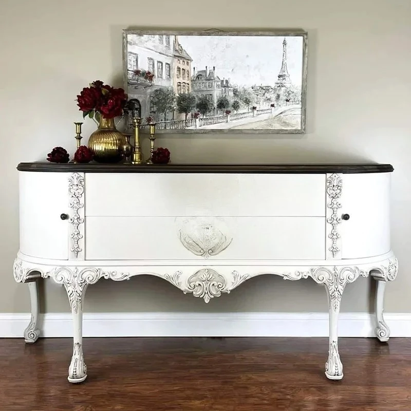 Vintage French retro solid wood carving flower porch locker decorative cabinet white
Vintage French retro solid wood carving flower porch locker decorative cabinet white