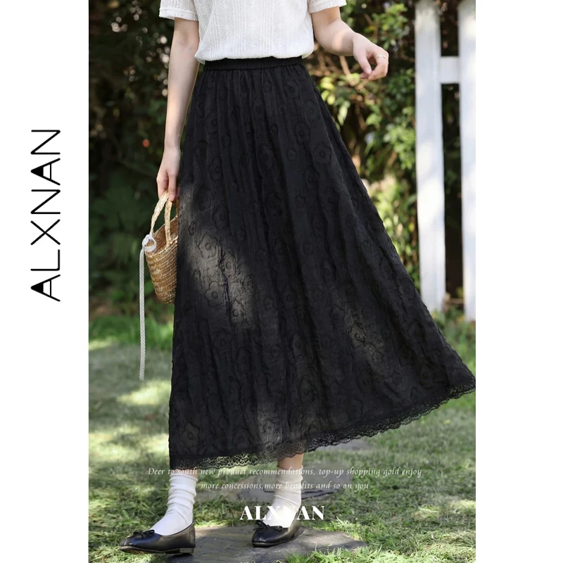 ALXNAN Black Skirts Women Lace Trim A-line Midi Skirt Women Summer Elegant High Waist Casual Fashion Female Long Skirts L63937A
ALXNAN Black Skirts Women Lace Trim A-line Midi Skirt Women Summer Elegant High Waist Casual Fashion Female Long Skirts L63937A