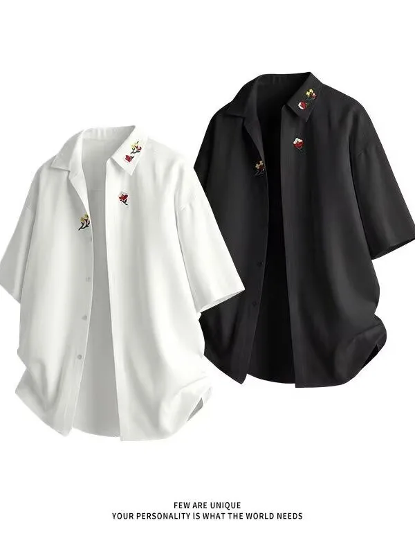 Ice Silk Short Sleeve Shirt Men's Summer Embroidered Loose Fit Casual Style Korean Version Premium Drape Lightweight Matures ...
Ice Silk Short Sleeve Shirt Men's Summer Embroidered Loose Fit Casual Style Korean Version Premium Drape Lightweight Matures ...