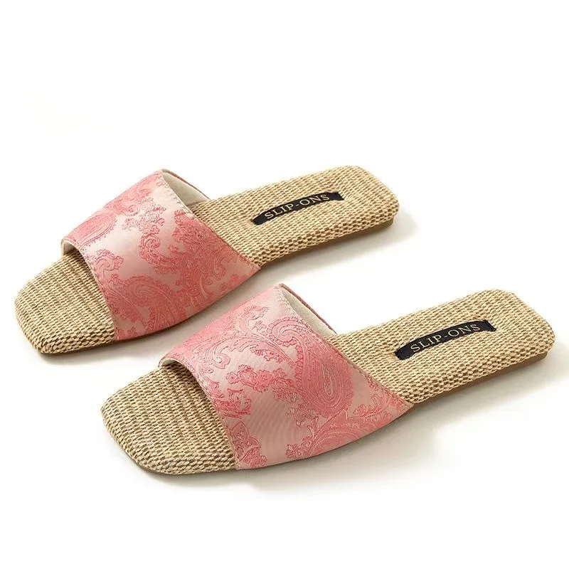 Women's Flat sole Silk One Word Home Slippers High Quality Soft sole Non Slip Linen Slippers Floor Slippers Wedding Slipper
Women's Flat sole Silk One Word Home Slippers High Quality Soft sole Non Slip Linen Slippers Floor Slippers Wedding Slipper