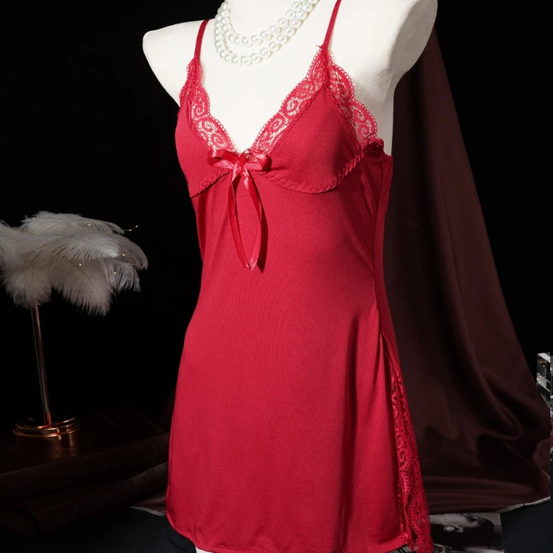 2 в 1, женская кружевная сексуальная ночная рубашка с бантом, ночная рубашка из модала, ночная рубашка с высоким разрезом, комплект нижнего белья и трусиков, пижамный комплект
2 в 1, женская кружевная сексуальная ночная рубашка с бантом, ночная рубашка из модала, ночная рубашка с высоким разрезом, комплект нижнего белья и трусиков, пижамный комплект