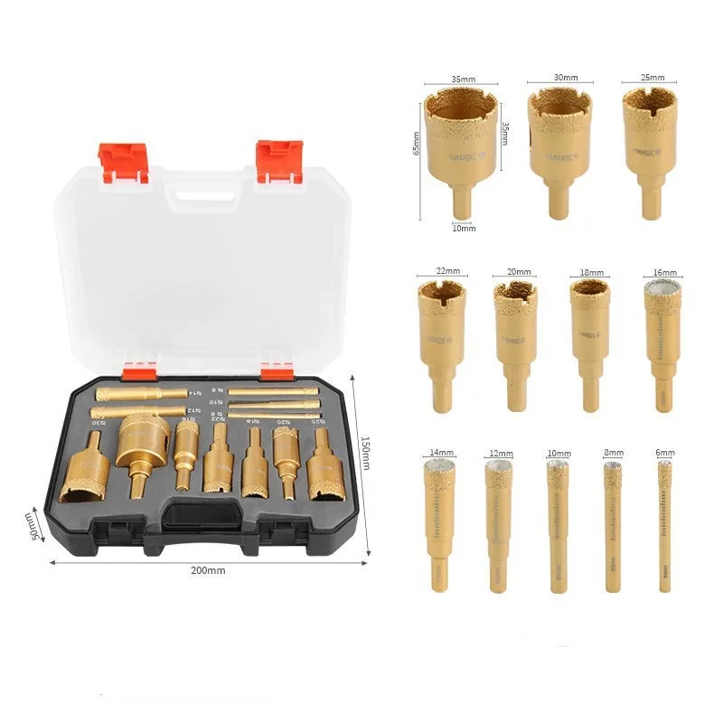 12Pcs Vacuum Brazed Diamond Core Drill Bits Set For Ceramic Granite Marble Stone Tile Hole Saw Angle Grinder Tool
12Pcs Vacuum Brazed Diamond Core Drill Bits Set For Ceramic Granite Marble Stone Tile Hole Saw Angle Grinder Tool