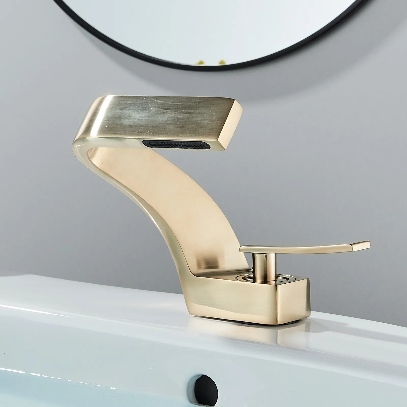 Brushed Gold Bathroom Sink Faucet Single Handle Waterfall Basin Vanity Mixer Tap
Brushed Gold Bathroom Sink Faucet Single Handle Waterfall Basin Vanity Mixer Tap