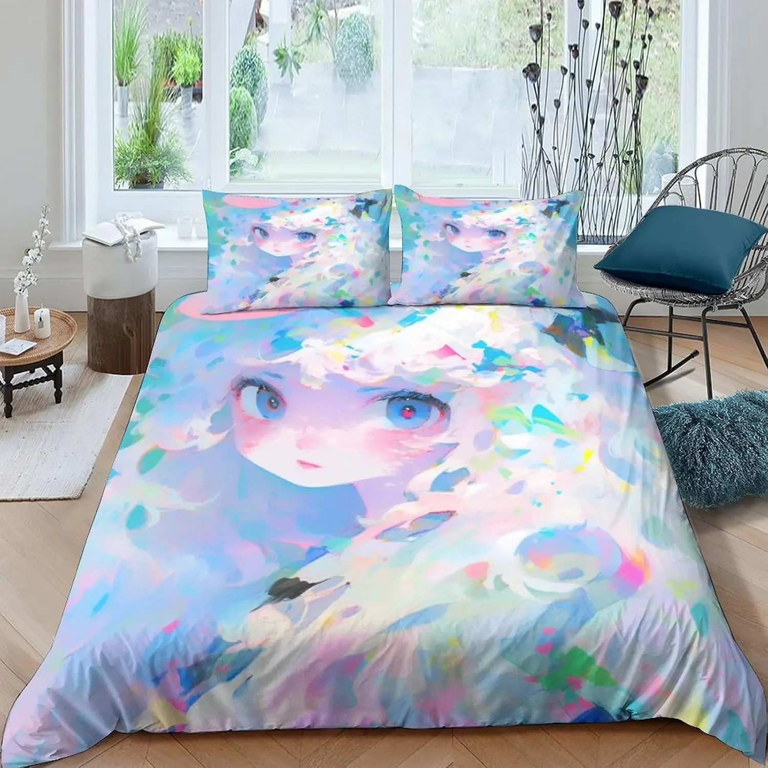 Colourful Anime Beauty Bedding Set Double Size 200x200cm 3pcs Zipper Closure Microfiber Cartoon Quilt Comforter Cover
Colourful Anime Beauty Bedding Set Double Size 200x200cm 3pcs Zipper Closure Microfiber Cartoon Quilt Comforter Cover