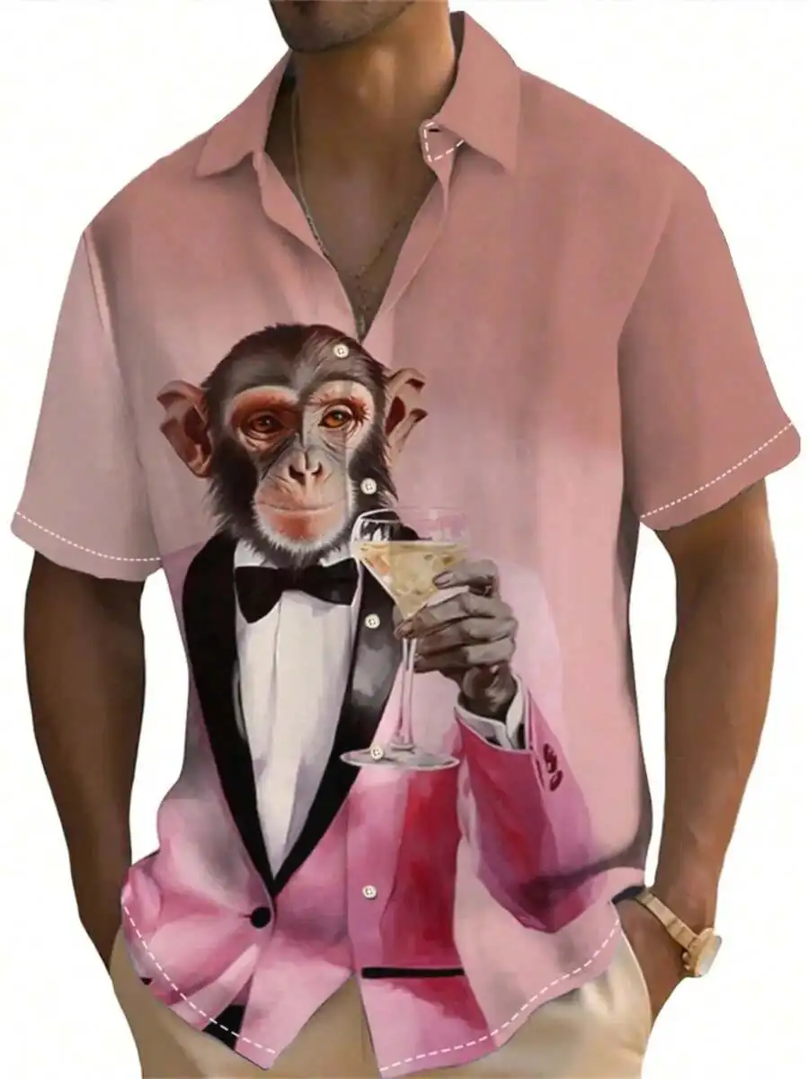 3D Print Humorous Chimpanzee In Pink Tuxedo Holding Cocktail Casual Mens Short Sleeve Button Down Shirt Summer Beachwear
3D Print Humorous Chimpanzee In Pink Tuxedo Holding Cocktail Casual Mens Short Sleeve Button Down Shirt Summer Beachwear