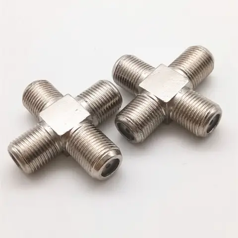 2pcs/lot  British system imperial head cable TV connector wiring F head four way 1 female to 3 female Set-top box adapter