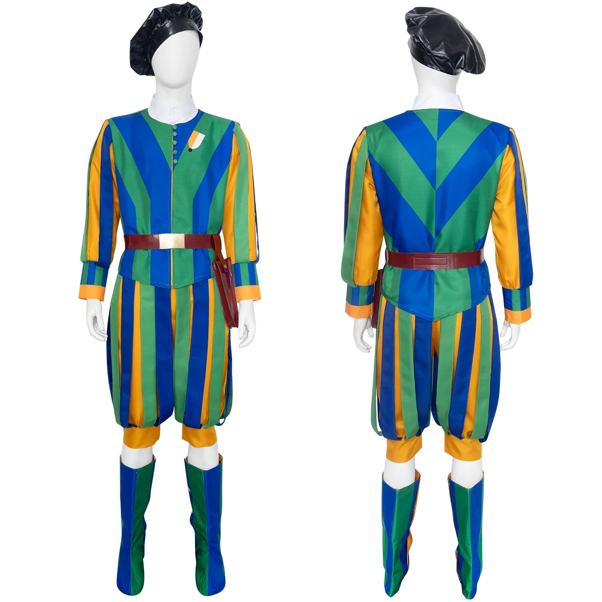 Vatican City Guardsmen Pontifical Papal Swiss Guard Uniform Cosplay Costume Tricolor Full Dress Uniform with Black Beret
Vatican City Guardsmen Pontifical Papal Swiss Guard Uniform Cosplay Costume Tricolor Full Dress Uniform with Black Beret