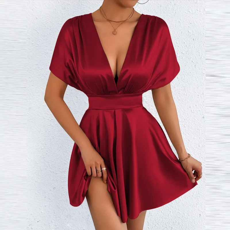 Women Solid Color Mini Dress High Waist A-Line Summer Autumn Long Sleeve V Neck Dresses Vintage Beach Vacation Casual Vestidos
Women Solid Color Mini Dress High Waist A-Line Summer Autumn Long Sleeve V Neck Dresses Vintage Beach Vacation Casual Vestidos