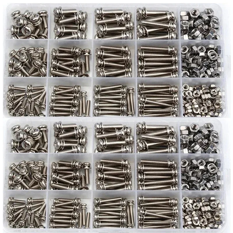 M3 M4 M5 Stainless Steel Micro Thread Round Head Screw Nut Bolt Cross Round Flat Washer Spring Kit 360PCS
M3 M4 M5 Stainless Steel Micro Thread Round Head Screw Nut Bolt Cross Round Flat Washer Spring Kit 360PCS