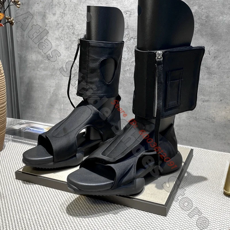 Black Satin Cutout Ankle Pocket Zip Sandals Open Toe Platform Chunky Sole Tactical Ankle Boots Avant-Garde Techwear Street Shoes
Black Satin Cutout Ankle Pocket Zip Sandals Open Toe Platform Chunky Sole Tactical Ankle Boots Avant-Garde Techwear Street Shoes
