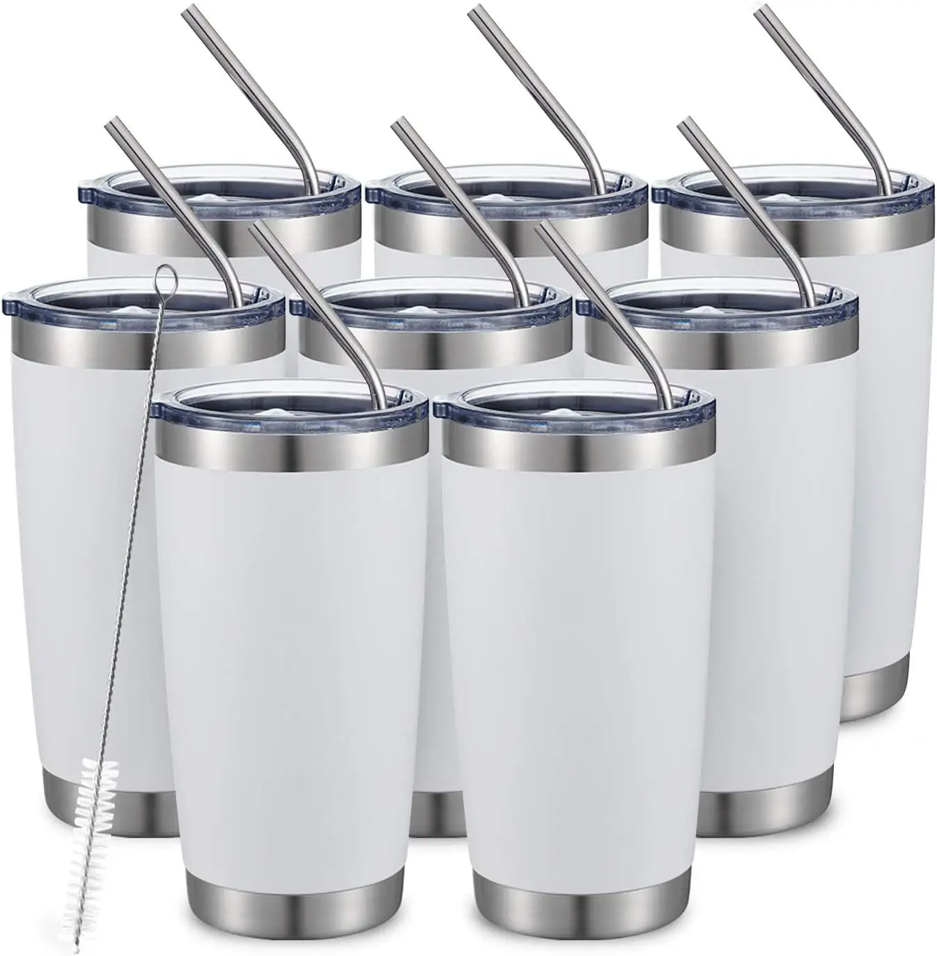 20oz/8Pack White Tumbler Double Wall Vacuum Insulated Coffee Travel Mug Stainless Steel Tumbler Bulk with Lid and Straw P
20oz/8Pack White Tumbler Double Wall Vacuum Insulated Coffee Travel Mug Stainless Steel Tumbler Bulk with Lid and Straw P