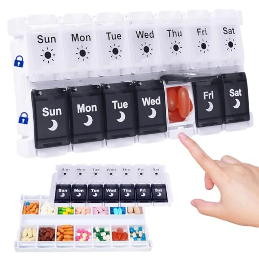 Pill Organizer 2 Times a Day, Ea Fill and Open Weekly Medicine tamin s 7 Day AM PM
Pill Organizer 2 Times a Day, Ea Fill and Open Weekly Medicine tamin s 7 Day AM PM